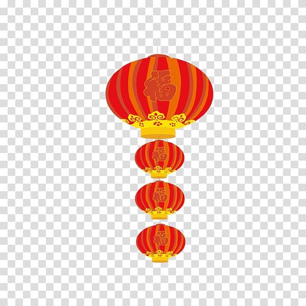 Lantern Chinese New Year Fu, Chinese New Year blessing word string of lanterns transparent background PNG clipart