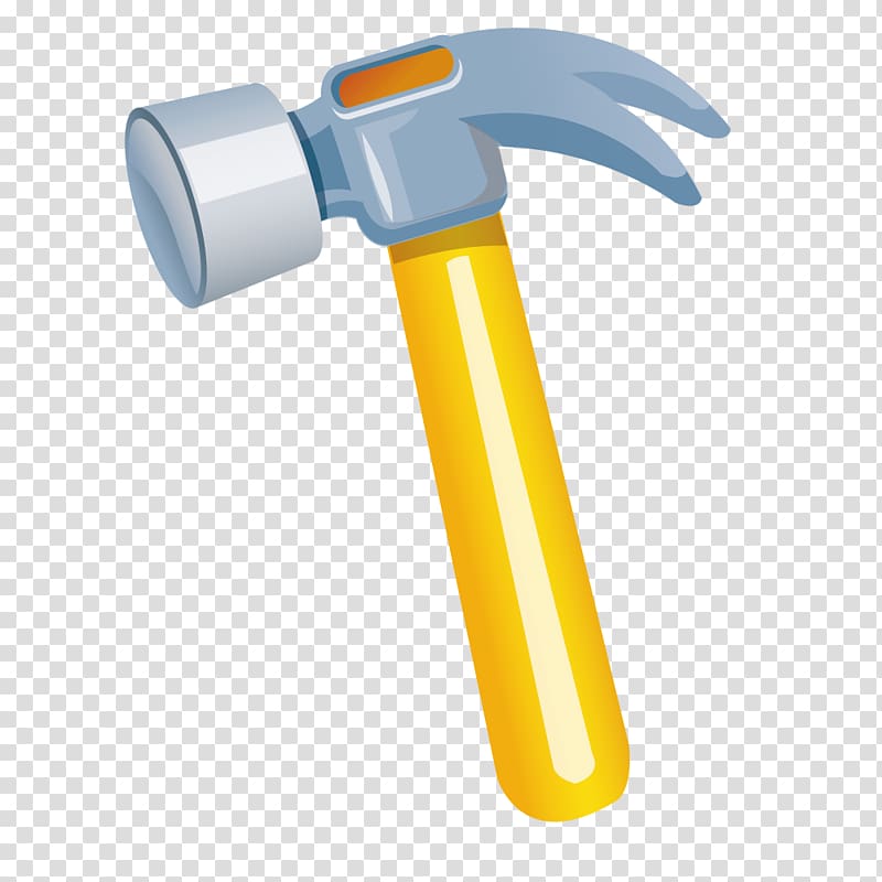 Hammer Hand tool Illustration, Yellow hammer material transparent background PNG clipart