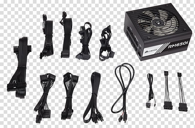 Power supply unit AC adapter 80 Plus Power Converters CORSAIR Enthusiast Gold Series RM650i, Computer transparent background PNG clipart