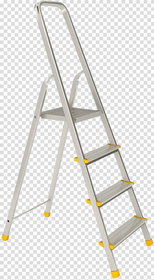 gray pool ladder, Double Aluminium Ladder transparent background PNG clipart