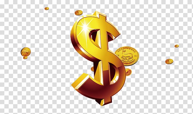 Dollar sign Money Payment , Scattered coins transparent background PNG clipart