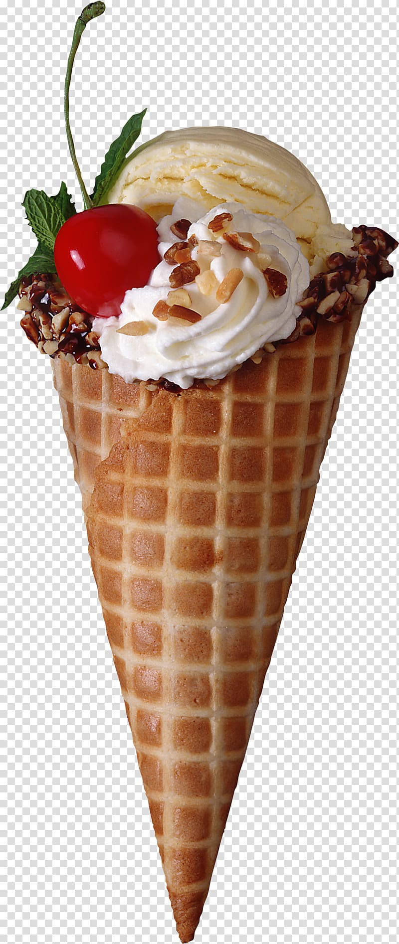 ice cream illustration, Ice cream cone Waffle Plombières ice cream, Ice cream transparent background PNG clipart