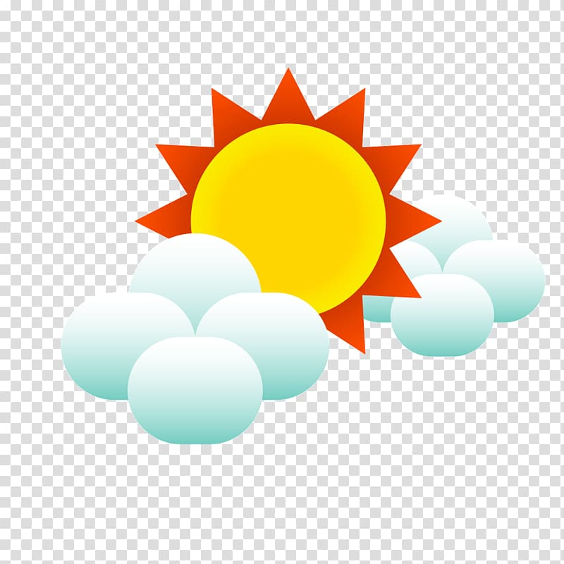 Symbol Logo Sign Icon, Cartoon sun shines clouds transparent background PNG clipart