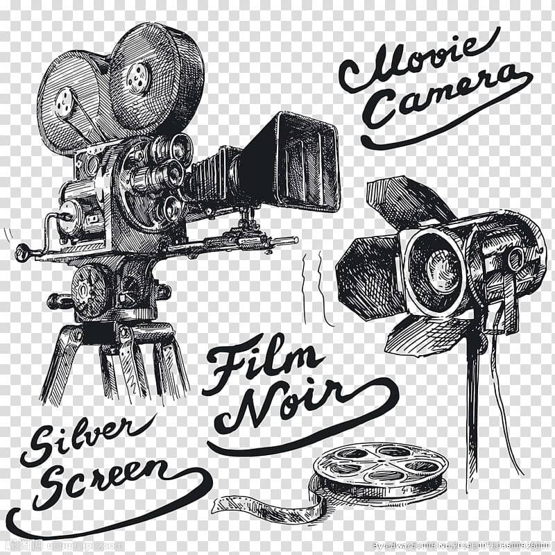 videocamera illustration with text overlay, graphic film Movie camera Drawing Cinema, camera transparent background PNG clipart