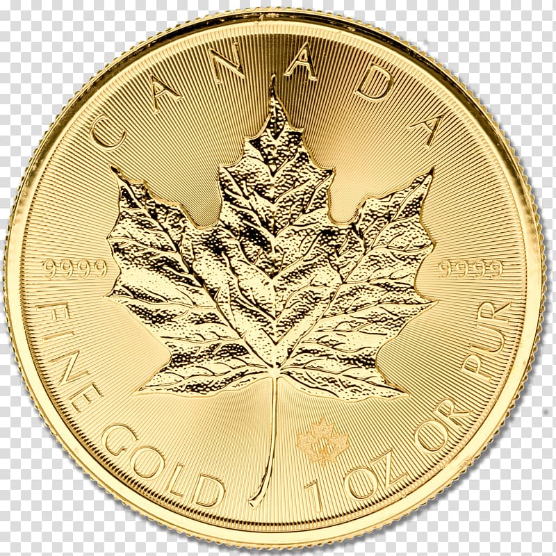 Coin Canadian Gold Maple Leaf Money Canadian dollar, lakshmi gold coin transparent background PNG clipart
