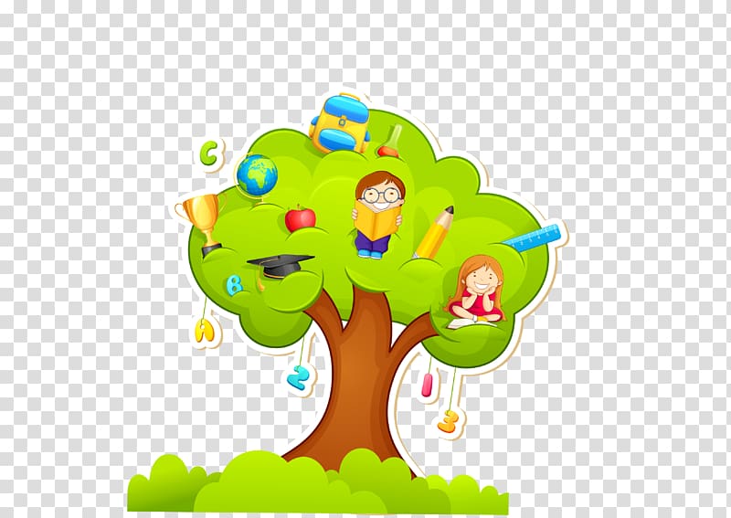 green tree , Cartoon Learning Tree transparent background PNG clipart