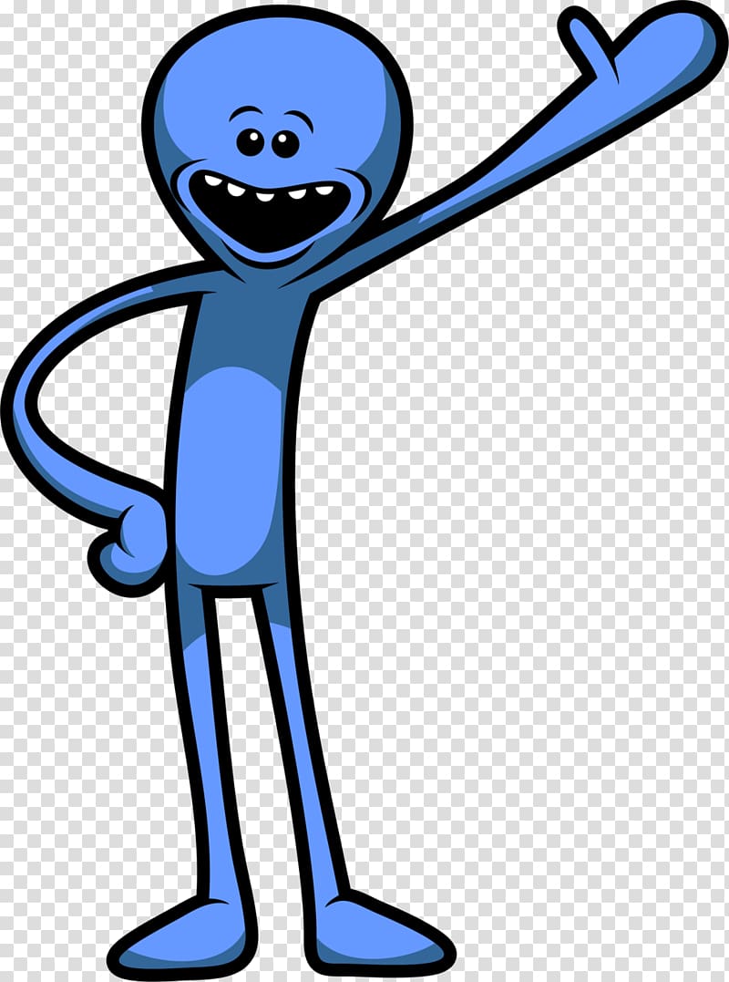 blue alien waving his hand , Meeseeks and Destroy Rick Sanchez YouTube Rick and Morty, Season 1 , hello transparent background PNG clipart
