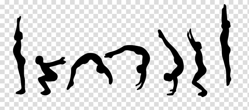 Sports Clipart: Black Gymnastics Silhouette in Handspring Tumbling