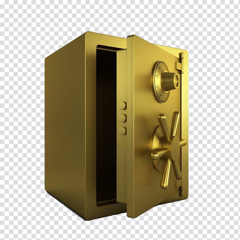 Safe deposit box Bank, Hand-painted gold safe transparent background PNG clipart