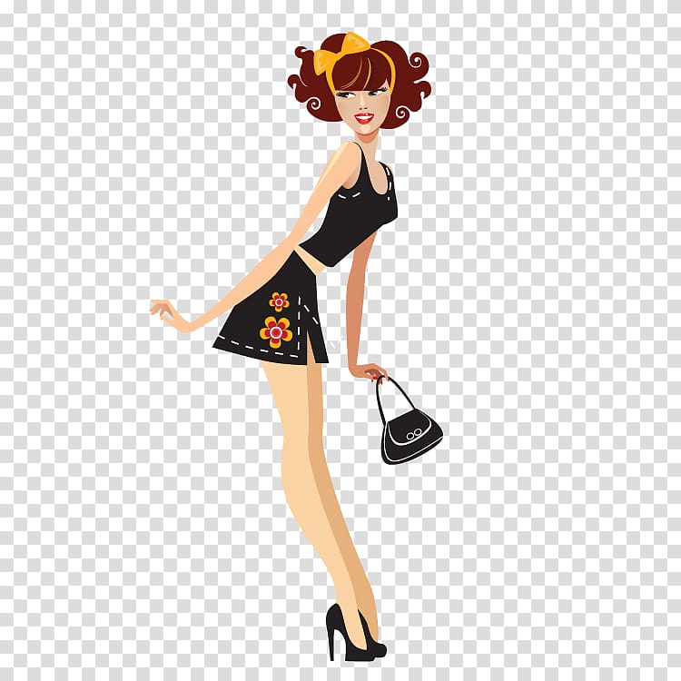 Shopping Cartoon Illustration, Shopping Fashion Women transparent