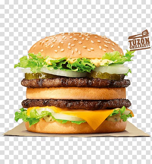 Big King Whopper Hamburger Cheeseburger Burger King, burger king transparent background PNG clipart