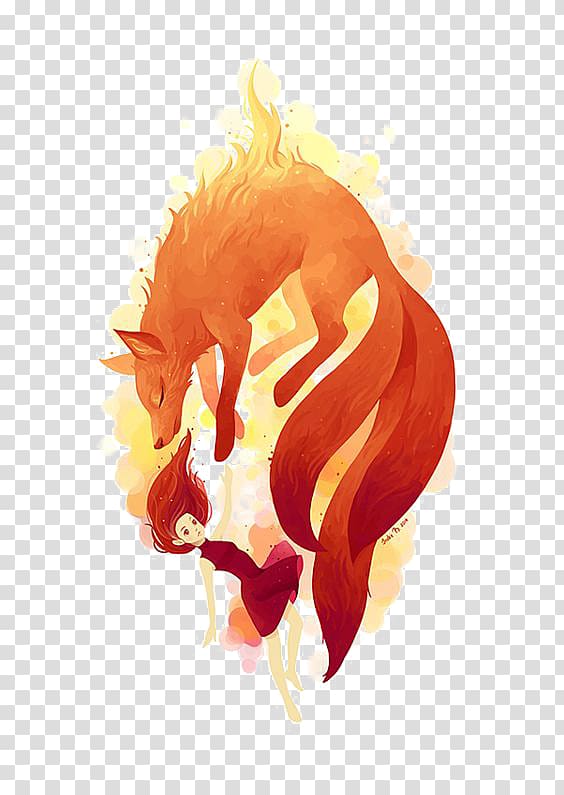 T-shirt Fox Gumiho Kitsune Art, fox transparent background PNG clipart