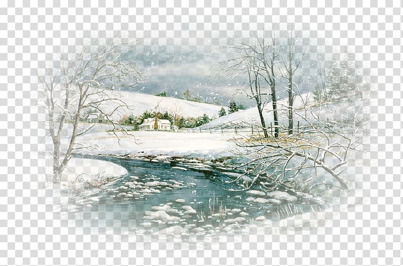 Landscape painting Winter Tutorial, winter transparent background PNG clipart