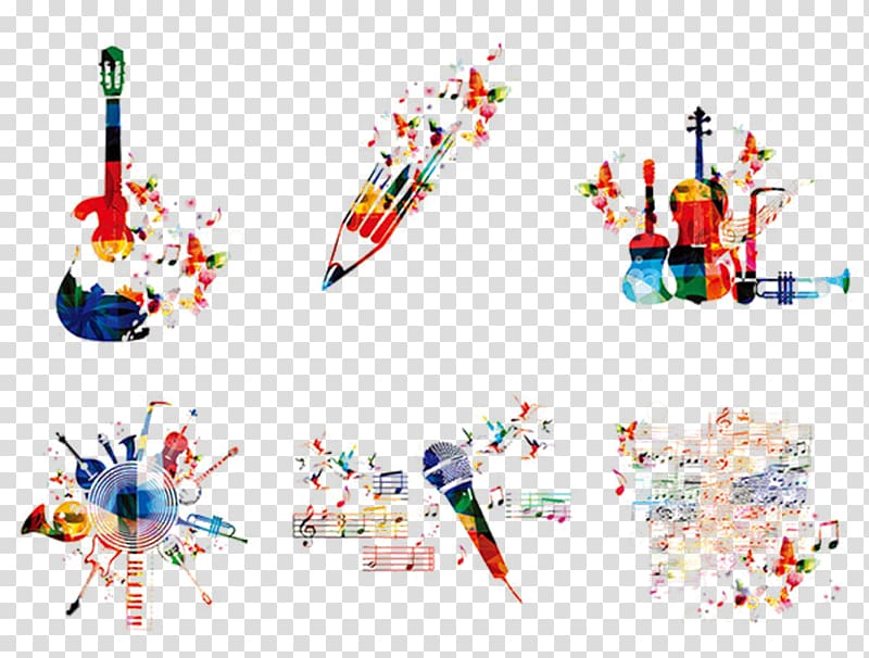 assorted-color instrument painting, Music Graphic design , Abstract creative music element style wind transparent background PNG clipart