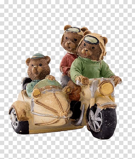 brown ceramic bear riding motorcycle figurine, Bears on Motorcycle transparent background PNG clipart