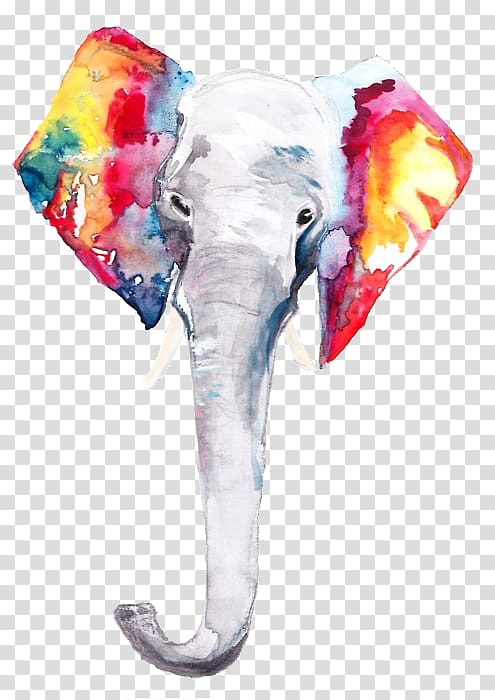 T-shirt Watercolor painting Elephants Drawing, T-shirt transparent background PNG clipart