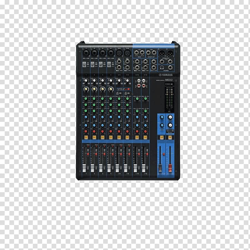 Audio Mixers Mixing console Yamaha MG12 No. of channels:12 Yamaha Channel Mixer with SPX Effects MG 6-CHANNEL MIXER Yamaha Mixer, Mixing Console transparent background PNG clipart