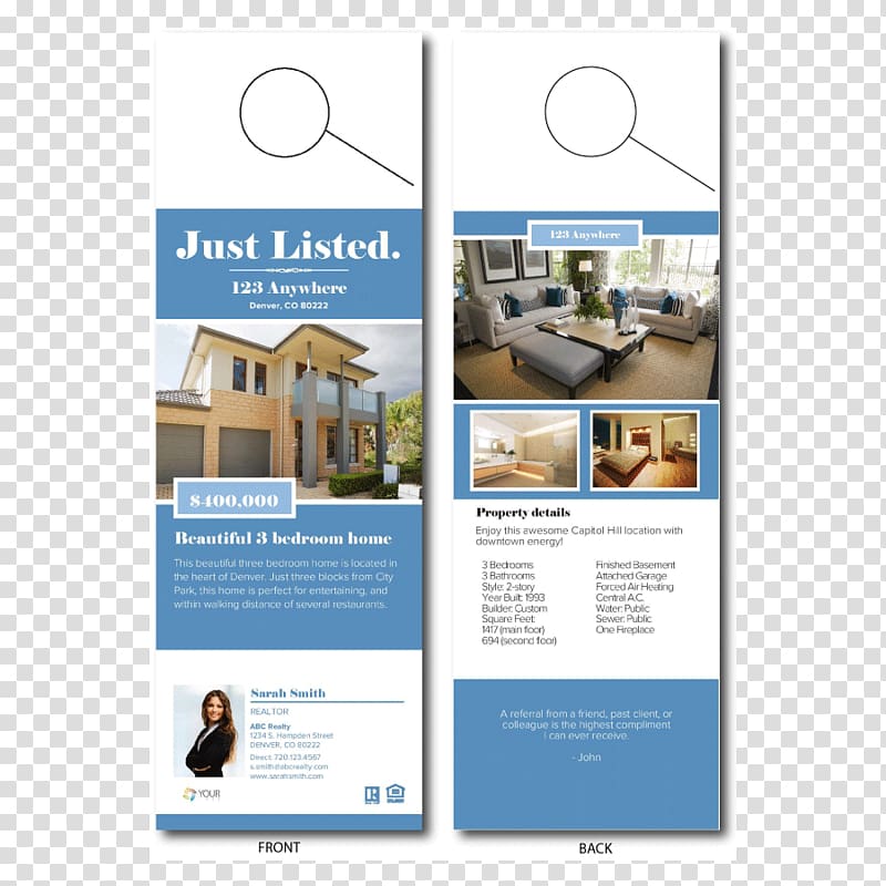 Advertising Door hanger Flyer Real Estate, door hanger transparent background PNG clipart