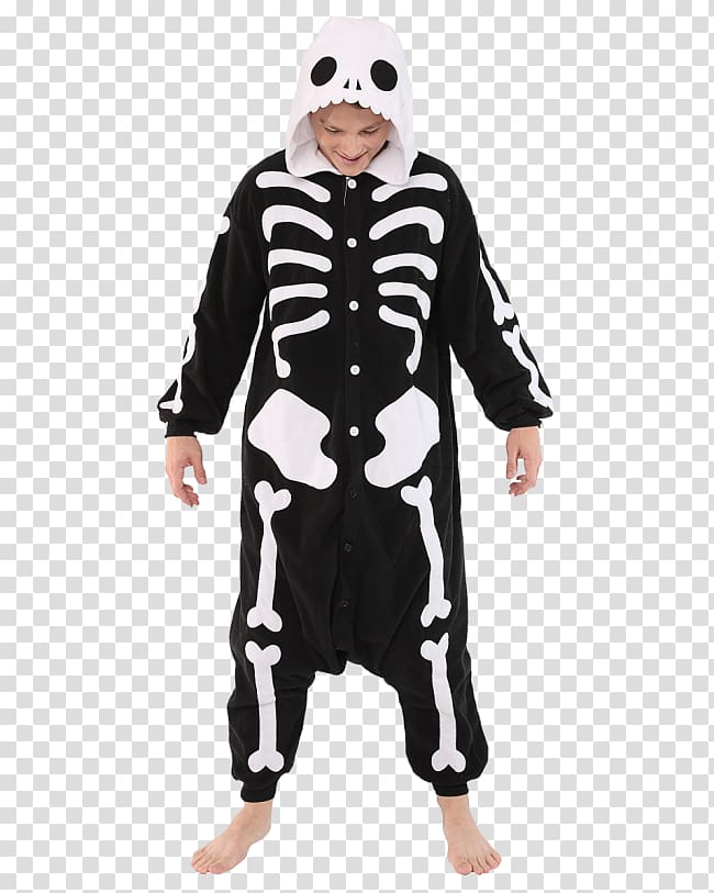 Skeleton Onesie Costume Kigurumi Pajamas, Skeleton transparent background PNG clipart