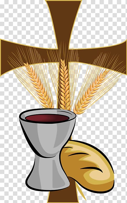 brown cross with wine and bread illustration, Eucharist First Communion Chalice , others transparent background PNG clipart