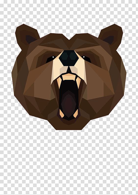 brown bear head illustration, Brown bear Polar bear American black bear Geometry, Brown bear transparent background PNG clipart