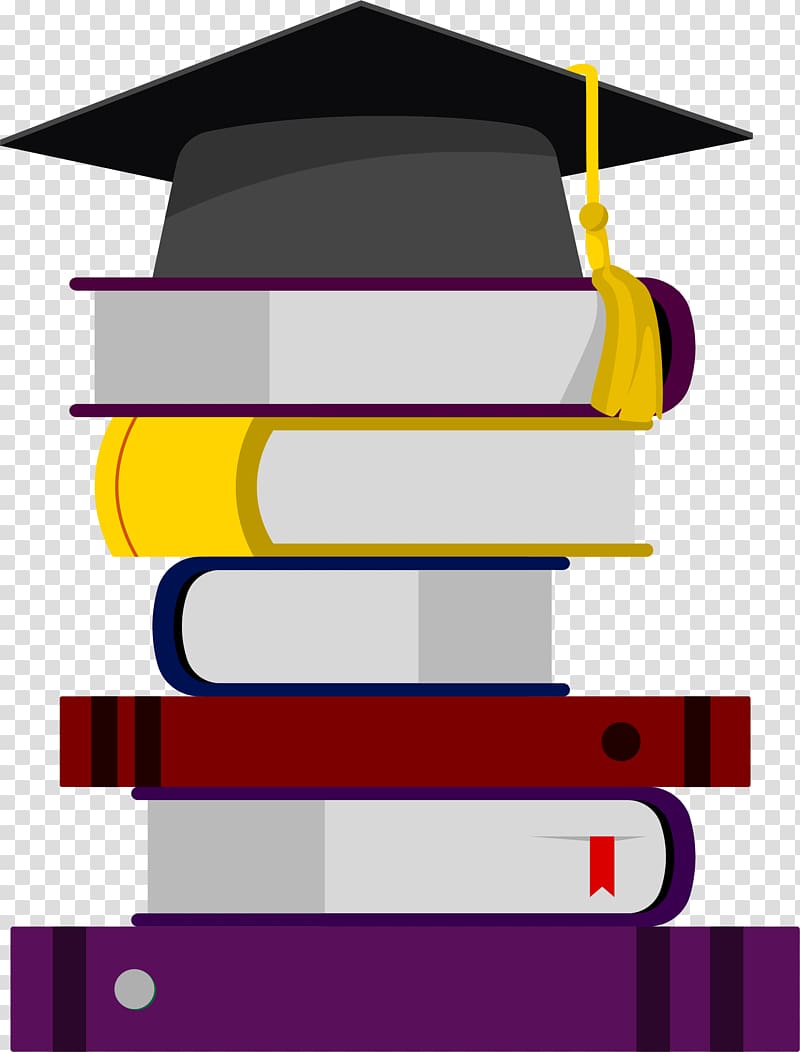 Icon, Stacked books on the Bachelor cap transparent background PNG clipart
