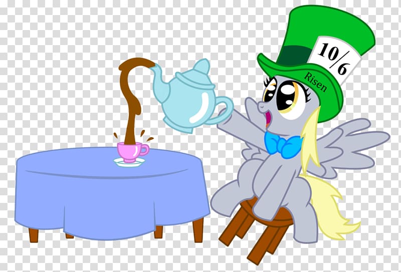 Tea party Derpy Hooves, mad hatter transparent background PNG clipart