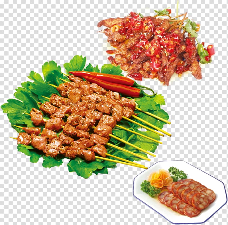 pork barbecue and chilli illustration, Barbecue Kebab Chuan Meat, Spicy food barbecue lamb kebabs transparent background PNG clipart