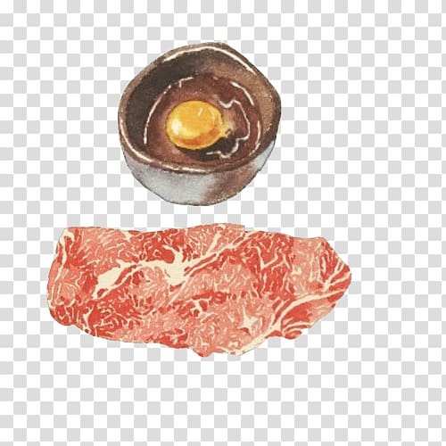 Bacon Sushi Japanese Cuisine Cecina Meat, Snow beef hand painting material transparent background PNG clipart