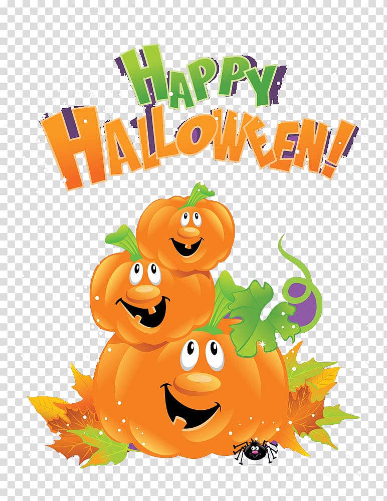 Pumpkin Calabaza Halloween Jack-o\'-lantern, Cartoon pumpkin transparent background PNG clipart