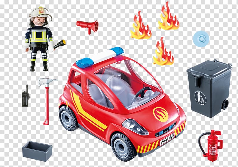 Playmobil Car Toy Firefighter Fire engine, fire engine transparent background PNG clipart