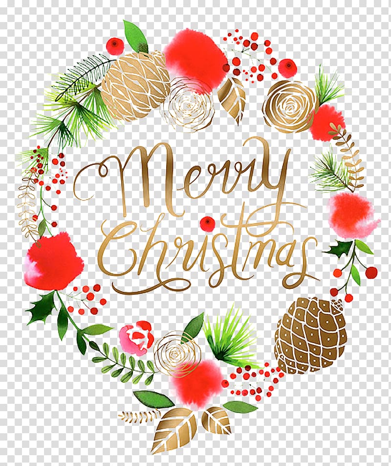 Merry Christmas illustration, Christmas Wreath Santa Claus Garland Malibu Marine Ltd, Hand-painted Christmas Wreath transparent background PNG clipart