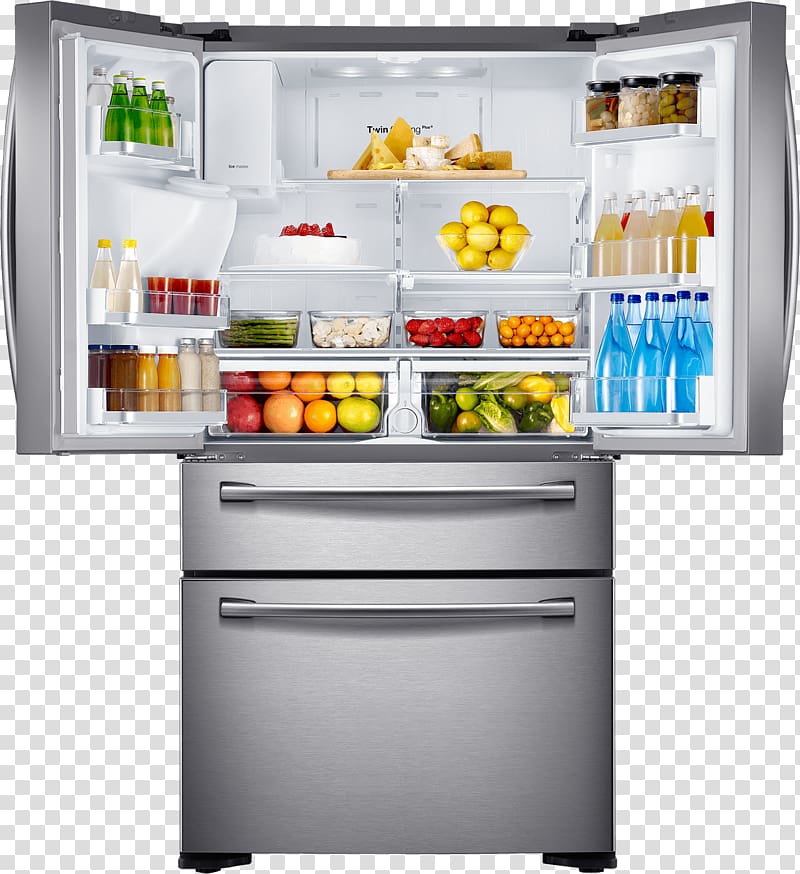 Refrigerator Samsung Door Shelf Stainless steel, fridge transparent background PNG clipart