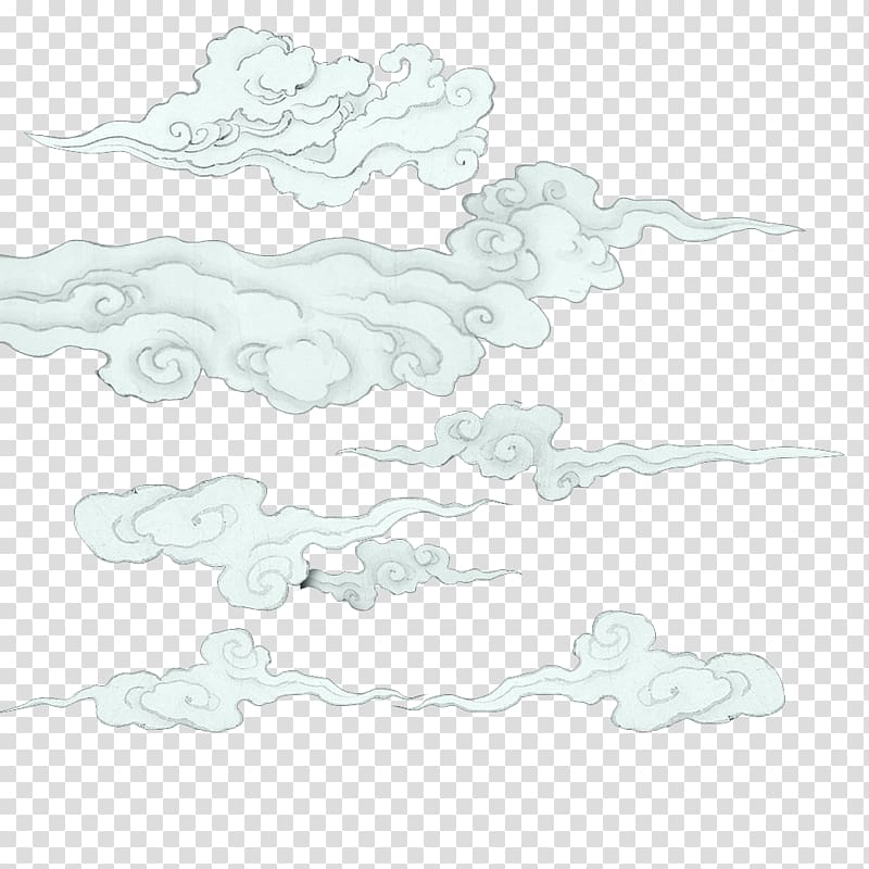 clouds shading sketch,chinese style hand-painted clouds transparent background PNG clipart