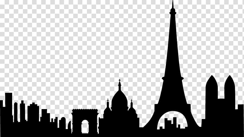 Paris Silhouette Skyline Drawing, Paris transparent background PNG clipart