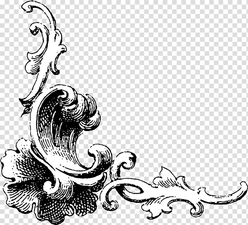 Drawing Black and white Visual arts, frame baroque transparent background PNG clipart