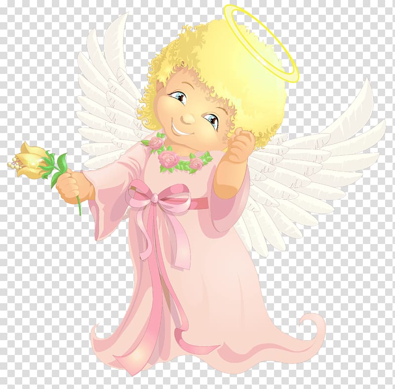 angel holding flower illustration, Angel , Cute Angel transparent background PNG clipart