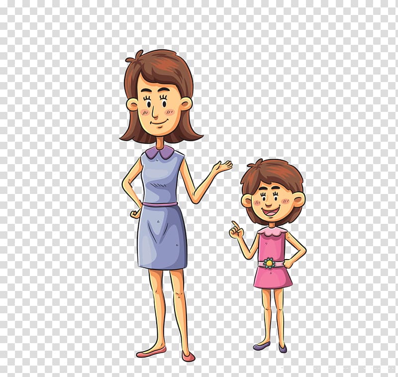 Family Cartoon Illustration, Mother happy transparent background PNG clipart