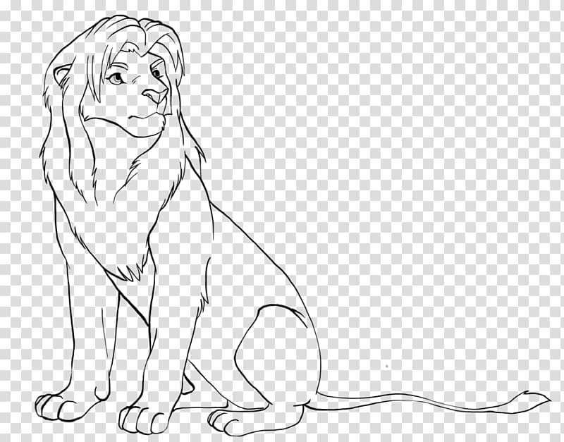 Lion Line art Mufasa Simba Drawing, lion transparent background PNG clipart