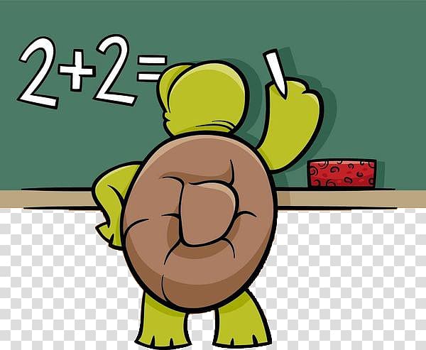 Cartoon Mathematics Mathematical problem Illustration, Turtle writing on the blackboard transparent background PNG clipart