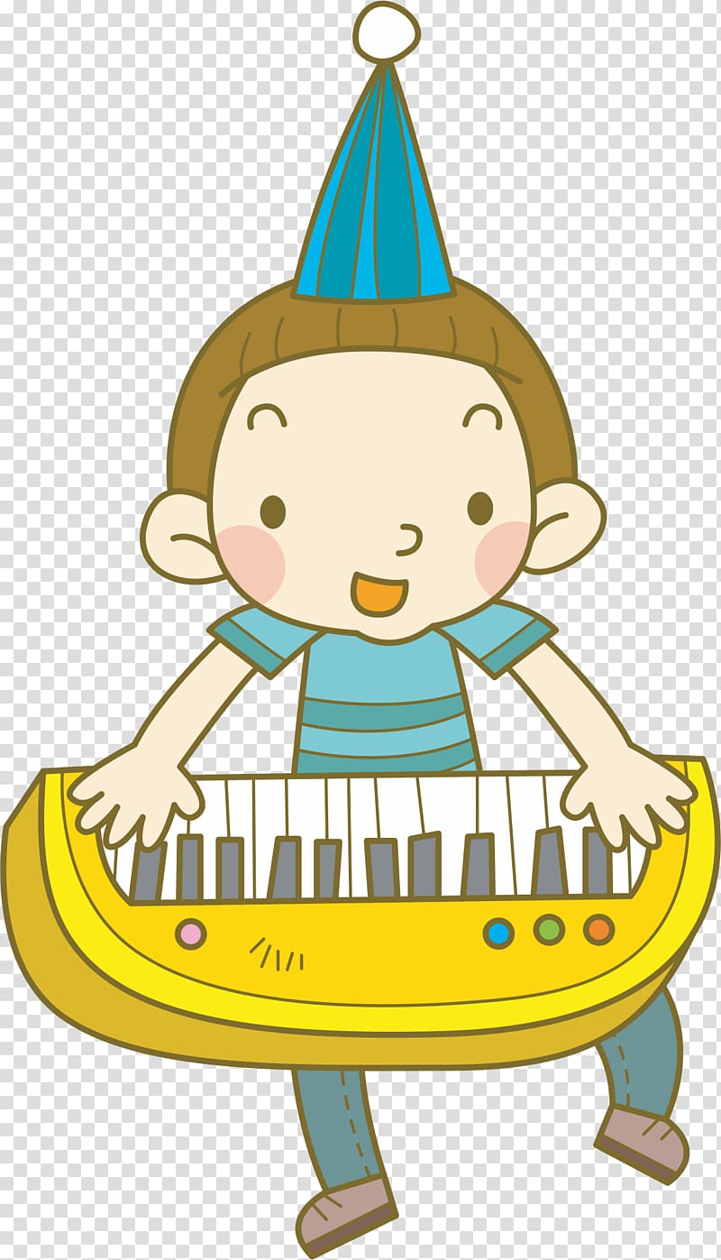 Drawing Cartoon Painting Piano, Hand-painted keyboard Boy transparent background PNG clipart