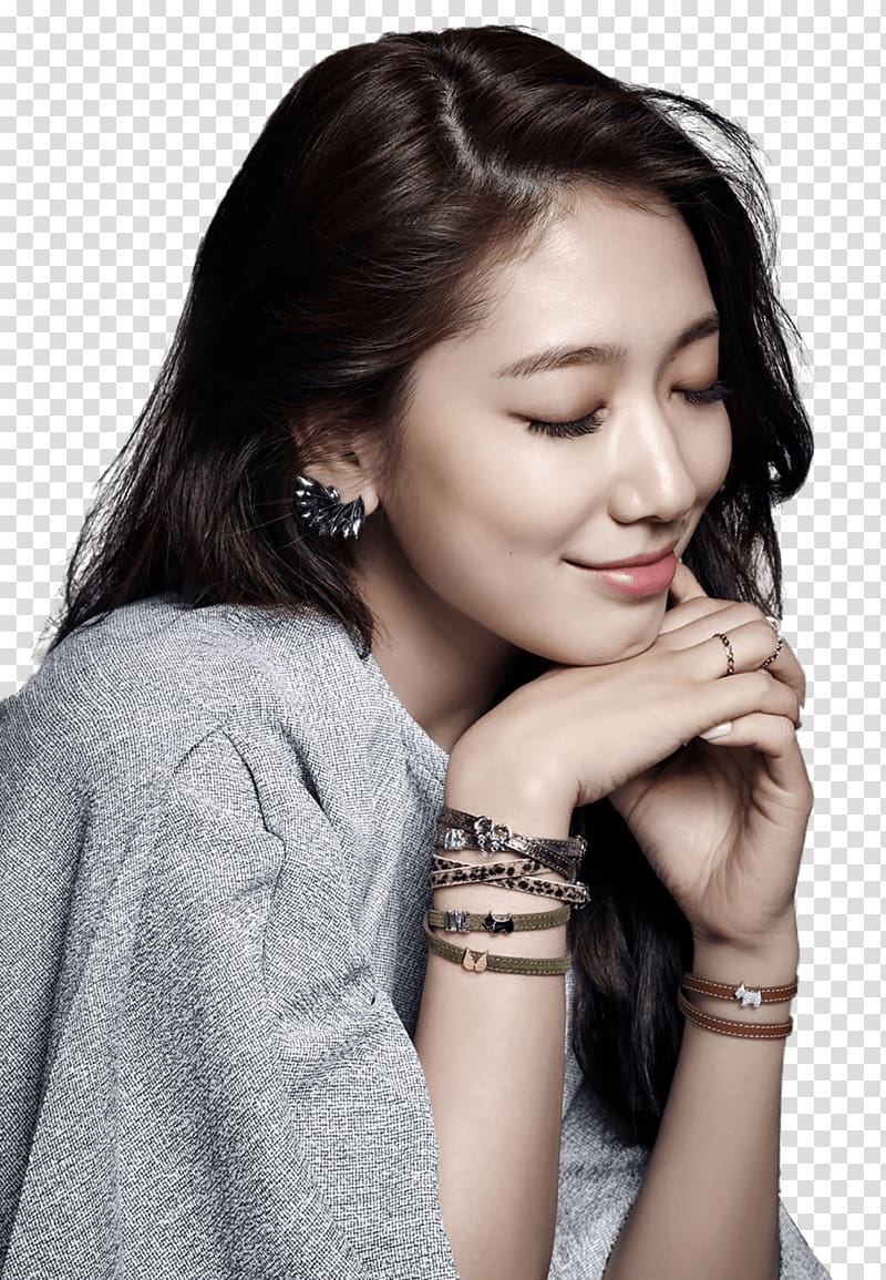 woman wearing gray jacket, Park Shin Hye Face Close Up transparent background PNG clipart