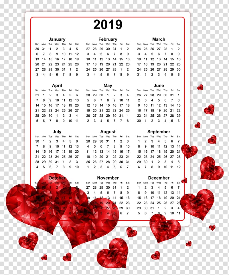 2019 Printable Calendars., others transparent background PNG clipart