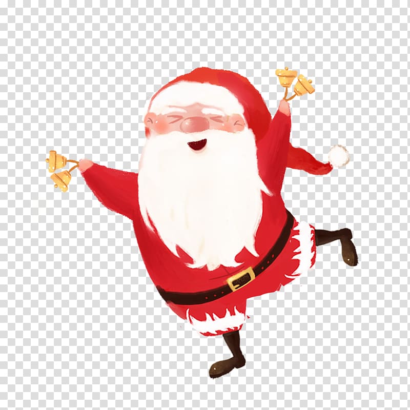 Santa Claus SantaCon Christmas ornament Illustration, Santa Claus shaking the bell transparent background PNG clipart
