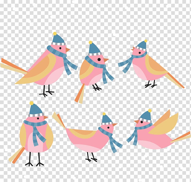 Bird Beak , 6 pink winter Birds transparent background PNG clipart