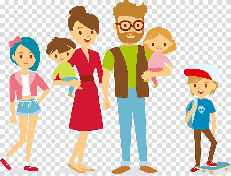 family illustration, Cartoon , happy family transparent background PNG clipart
