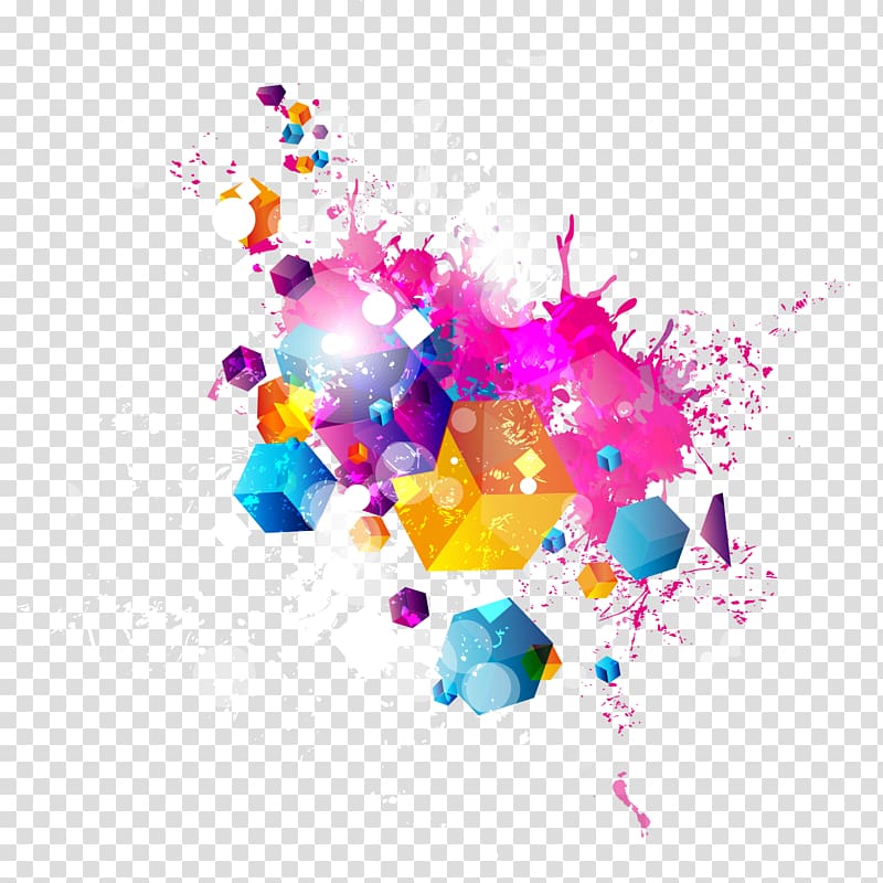 multicolored abstract art illustration, Poster Cube, Colorful Cube transparent background PNG clipart