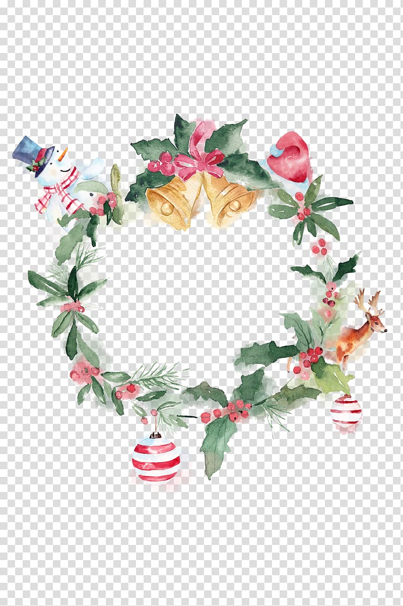 Christmas, Christmas wreath element transparent background PNG clipart