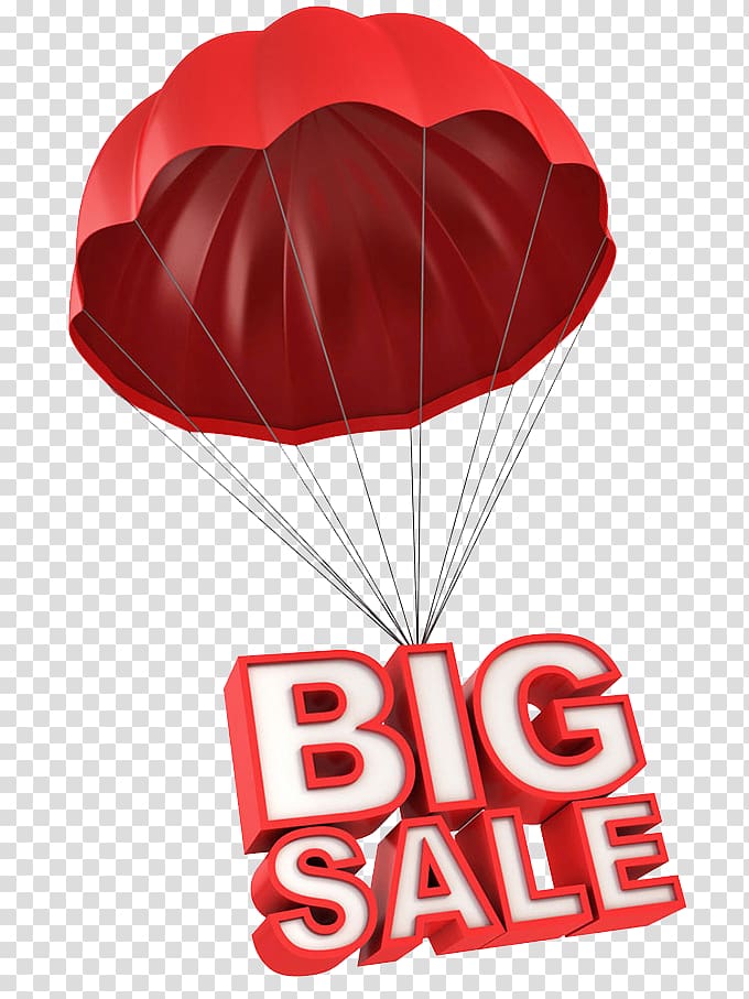 Sales Parachute Advertising Illustration, Red cartoon balloon transparent background PNG clipart