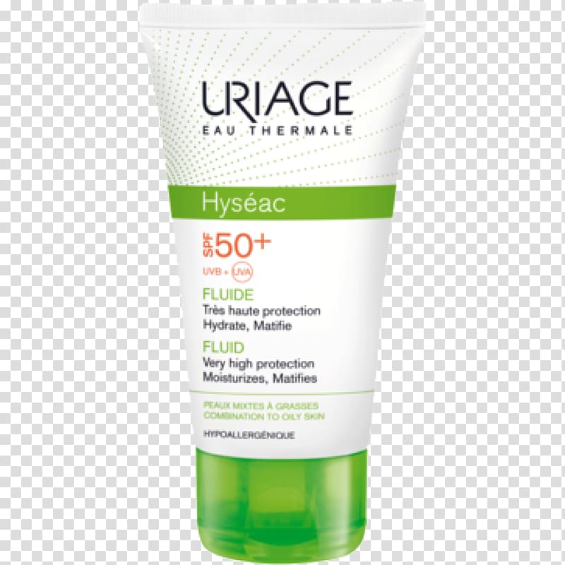 Sunscreen Uriage HYSÉAC 3-RÉGUL Uriage Hyseac Fluid SPF50 Cream Emulsion, cocaine texture transparent background PNG clipart